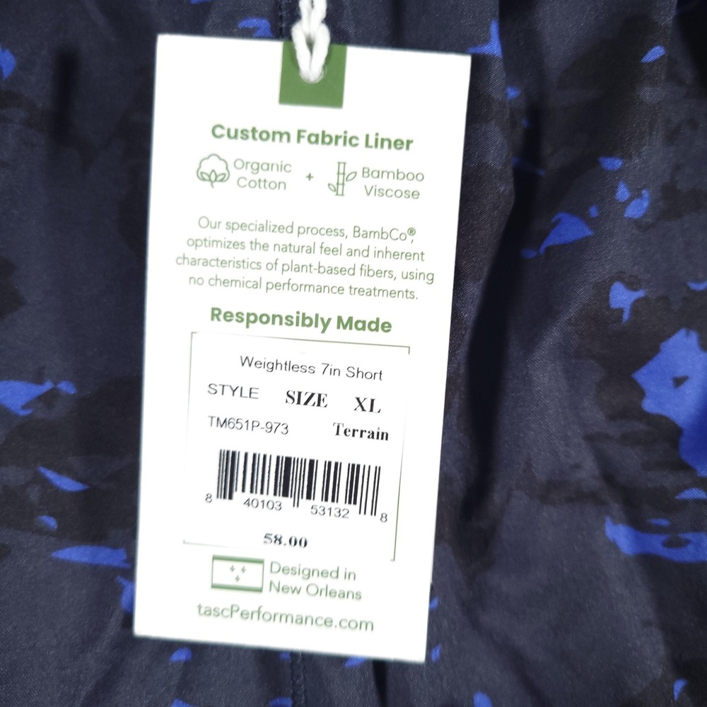 tasc Performance Shorts Mens XL Blue Weightless 7in Terrain Camo Active Running - Picture 4 of 12